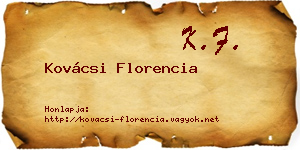 Kovácsi Florencia névjegykártya